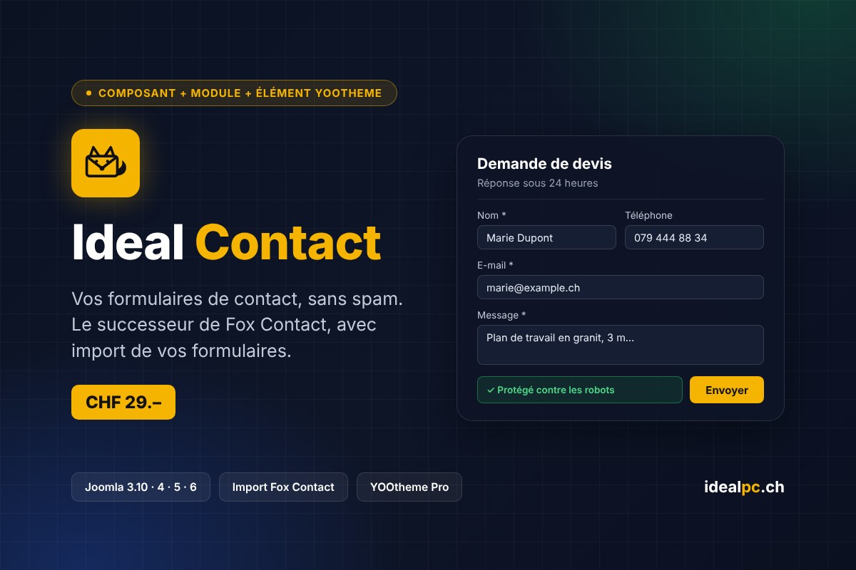 Ideal Contact – formulaires de contact pour Joomla et YOOtheme Pro